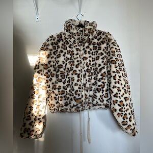 Cheetah Print Faux Fur Jacket size M